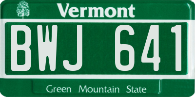 VT license plate BWJ641