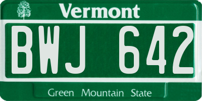 VT license plate BWJ642