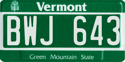 VT license plate BWJ643
