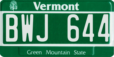 VT license plate BWJ644
