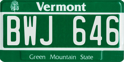 VT license plate BWJ646