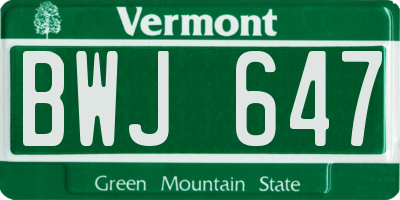 VT license plate BWJ647