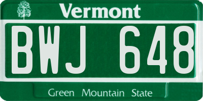 VT license plate BWJ648