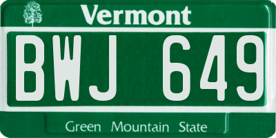 VT license plate BWJ649