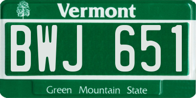 VT license plate BWJ651