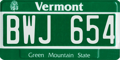 VT license plate BWJ654