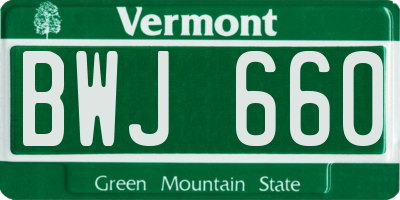VT license plate BWJ660