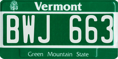 VT license plate BWJ663