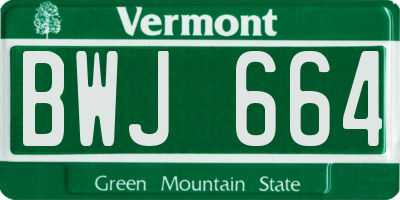 VT license plate BWJ664