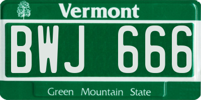 VT license plate BWJ666