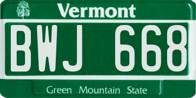 VT license plate BWJ668