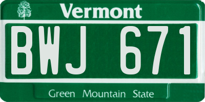 VT license plate BWJ671