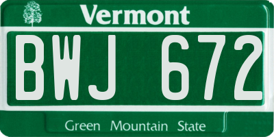 VT license plate BWJ672