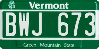 VT license plate BWJ673