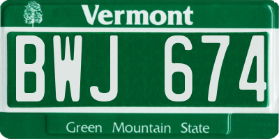 VT license plate BWJ674