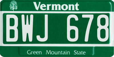 VT license plate BWJ678