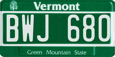VT license plate BWJ680