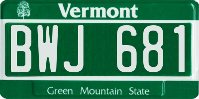 VT license plate BWJ681