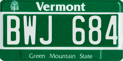 VT license plate BWJ684