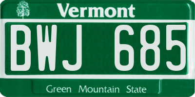 VT license plate BWJ685