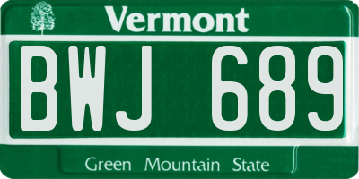 VT license plate BWJ689
