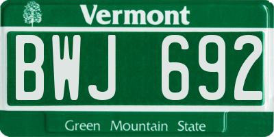 VT license plate BWJ692