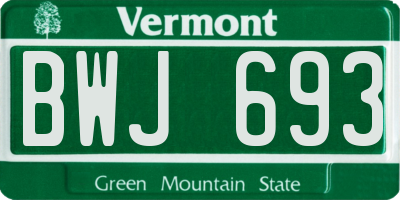 VT license plate BWJ693