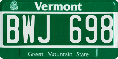 VT license plate BWJ698