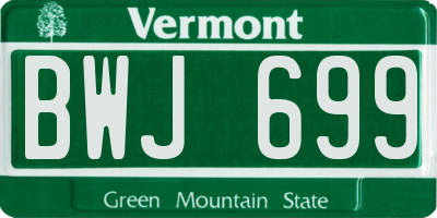 VT license plate BWJ699