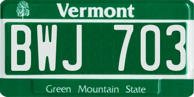 VT license plate BWJ703