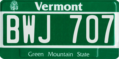 VT license plate BWJ707
