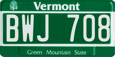 VT license plate BWJ708