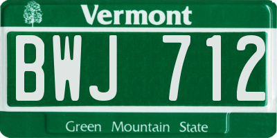VT license plate BWJ712