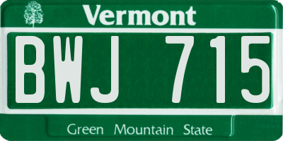 VT license plate BWJ715