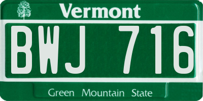VT license plate BWJ716