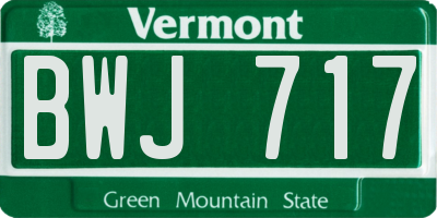 VT license plate BWJ717