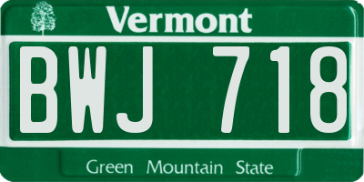 VT license plate BWJ718