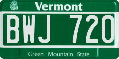 VT license plate BWJ720