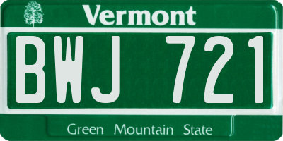 VT license plate BWJ721