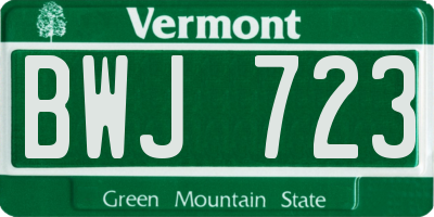VT license plate BWJ723