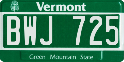 VT license plate BWJ725