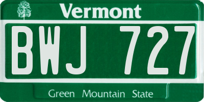 VT license plate BWJ727