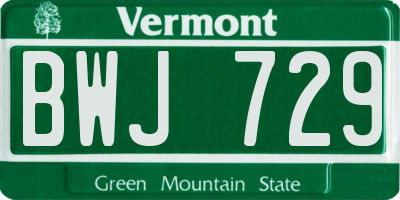 VT license plate BWJ729