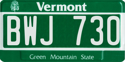 VT license plate BWJ730
