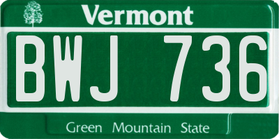 VT license plate BWJ736