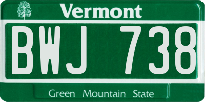 VT license plate BWJ738