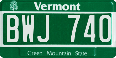 VT license plate BWJ740