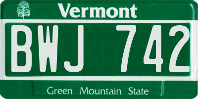 VT license plate BWJ742