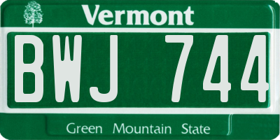 VT license plate BWJ744