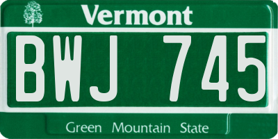 VT license plate BWJ745